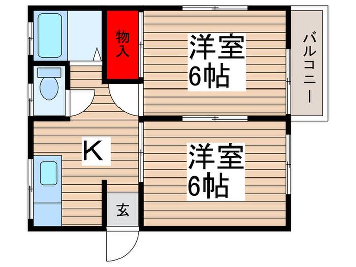 シバハイツ(2K/2階)の間取り写真