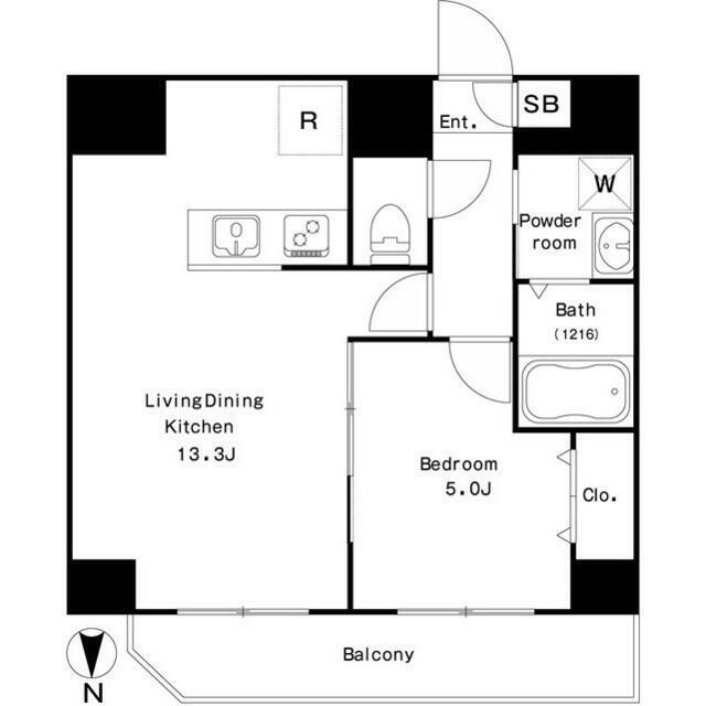 ラクラス中延 部屋番号1102(1LDK/11階)の間取り写真