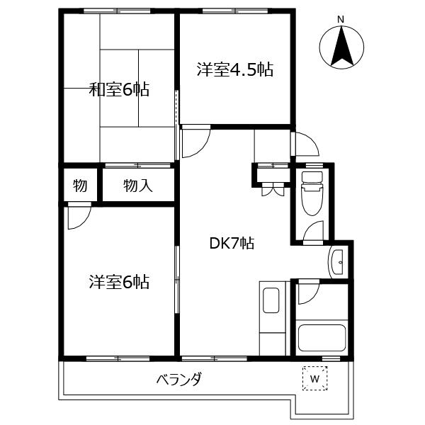 イータウン矢三I(3DK/2階)の間取り写真