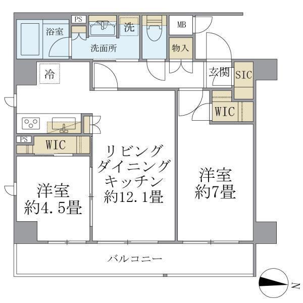 COCO-CHILL KAMEARI(2LDK/4階)の間取り写真