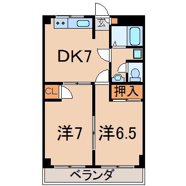 ライフステージII南館西(2DK/2階)の間取り写真