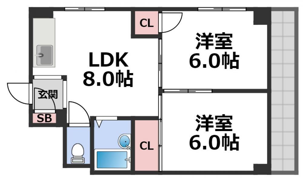 アーデル北巽(2LDK/7階)の間取り写真