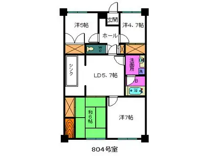 最上ハイツ(4DK/8階)の間取り写真