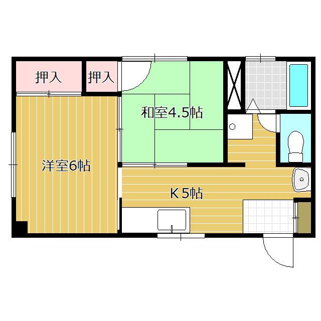 清水マンション(2K/2階)の間取り写真