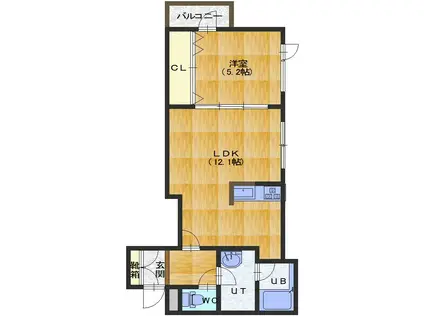 ヴィラ松蔭(1LDK/2階)の間取り写真