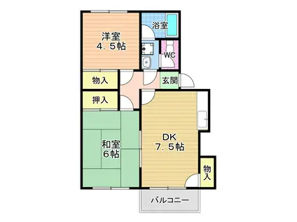 コーポ三好パート2(2DK/4階)の間取り写真