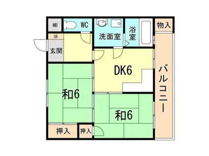 金盃第2ビル高羽荘(2DK/5階)の間取り写真