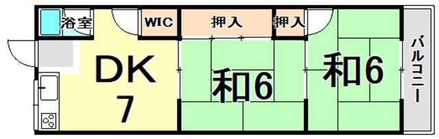 阪急伊丹線 伊丹駅(阪急) 徒歩5分 2階建 築55年(2DK/2階)の間取り写真