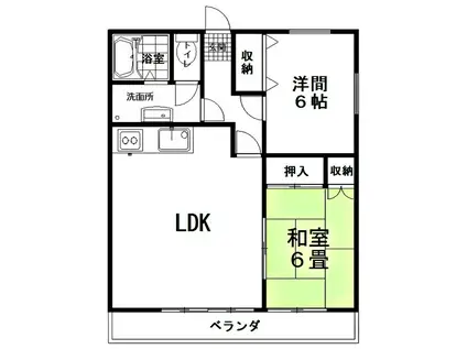 ドルフベルク上野(2LDK/1階)の間取り写真