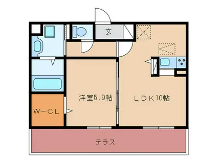 D-ROOM新宮(1LDK/1階)の間取り写真