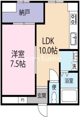 鶯橋マンション(1LDK/4階)の間取り写真