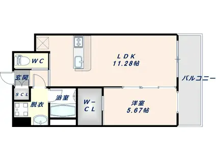プレジオ森河内ASIAN(1LDK/15階)の間取り写真