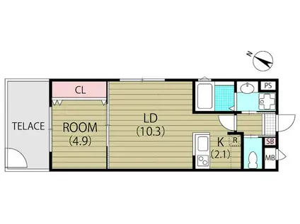 COTE PISTE OYU(1LDK/1階)の間取り写真