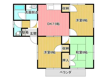 幸昭ハイツC(3DK/2階)の間取り写真