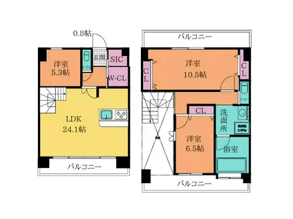 BAY SIDE ASANOベイサイド 浅野(3LDK/9階)の間取り写真