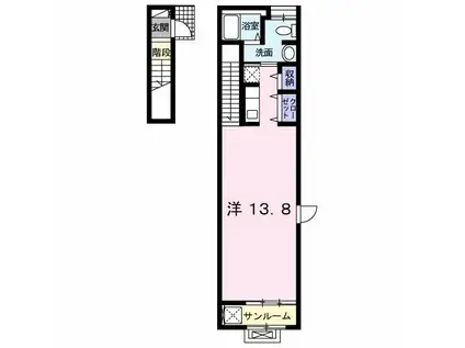 ヴィラ タカハマ(ワンルーム/2階)の間取り写真