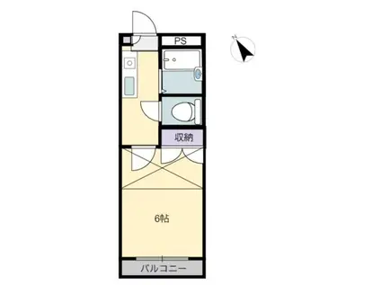 クラシキ日ノ出ヴィラ(1K/2階)の間取り写真