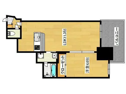 ウイング11(1LDK/10階)の間取り写真