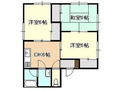 コーポ共栄B棟(3DK/1階)の間取り写真