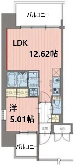 プレジオ三国EURO(1LDK/9階)の間取り写真