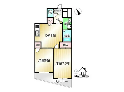 エグゼ古川(2DK/4階)の間取り写真