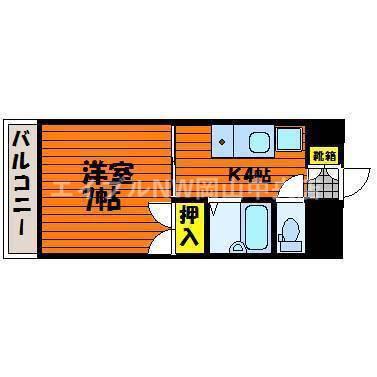 ヴェルサスライム(1K/4階)の間取り写真
