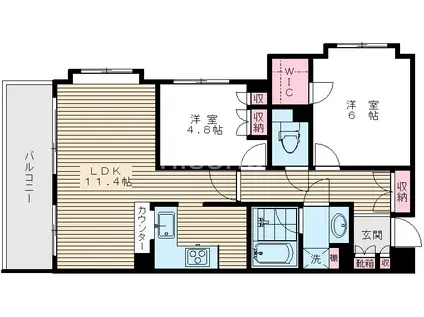 ファミール都立家政(2LDK/2階)の間取り写真