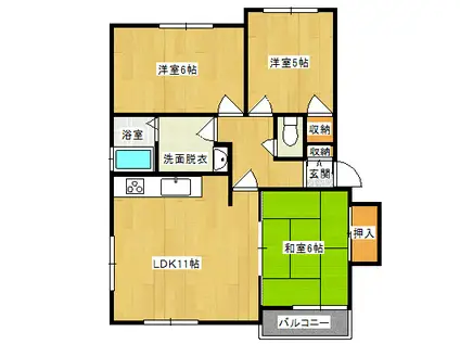 ハイツドルフィン(3LDK/2階)の間取り写真