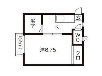 スノーホワイト B(1K/1階)の間取り写真