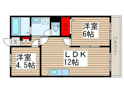 佐々木ビル(2LDK/4階)の間取り写真