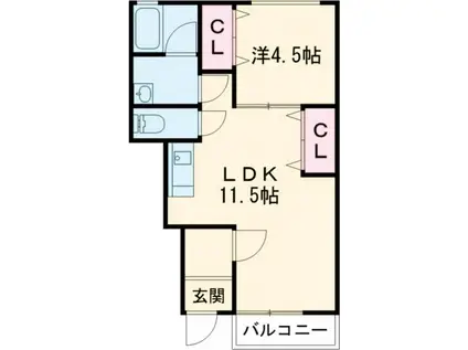 メゾンエスプリIII(1LDK/1階)の間取り写真
