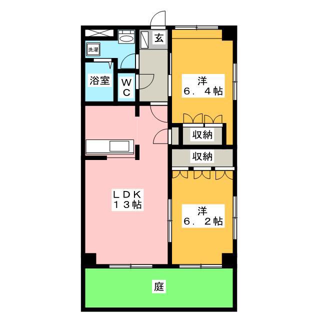 サンタモニカ長良(2LDK/1階)の間取り写真