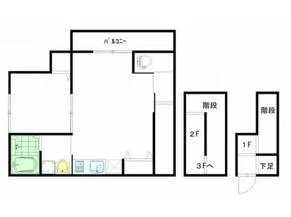 レユシール温品(1LDK/3階)の間取り写真