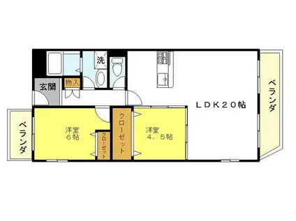 アノパーク加賀屋(2LDK/11階)の間取り写真