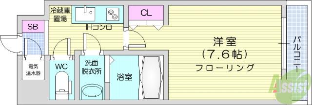 HF一番町レジデンス(1K/8階)の間取り写真