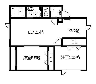 コーポ昴III(2LDK/2階)の間取り写真