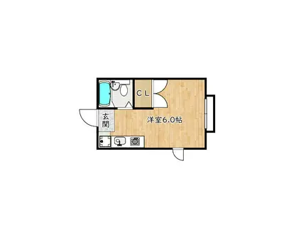 ピースフルハウスI(ワンルーム/2階)の間取り写真