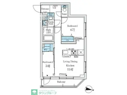 プライムブリス中野富士見町I(2LDK/4階)の間取り写真