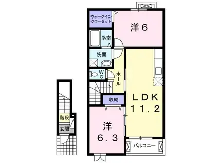 サン セール(2LDK/2階)の間取り写真
