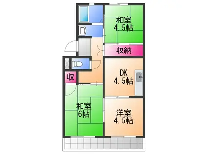 ハナハウスI(3DK/1階)の間取り写真