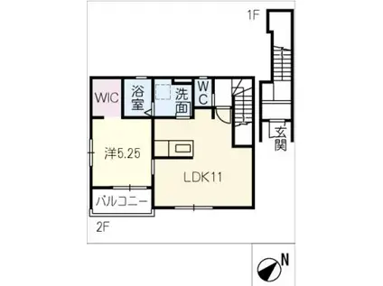 リーブルファイン一宮乾町1号棟(1LDK/2階)の間取り写真
