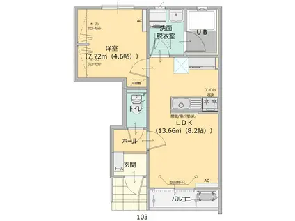 スターコート福富 I(1LDK/1階)の間取り写真