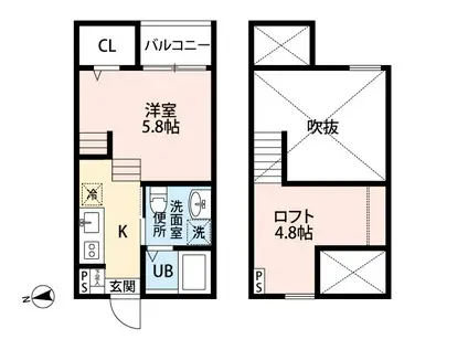 ASTERIA新守山(1K/2階)の間取り写真