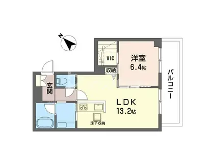 セレスト弁天(1LDK/1階)の間取り写真