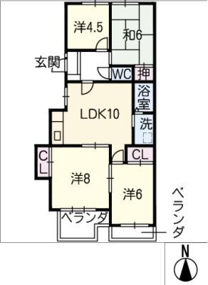 ノーメルやしろ(4LDK/2階)の間取り写真