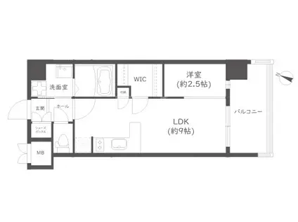 プラシオ平尾(1LDK/2階)の間取り写真
