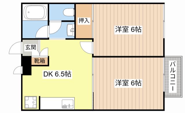 ラ・ネージュ(2DK/2階)の間取り写真