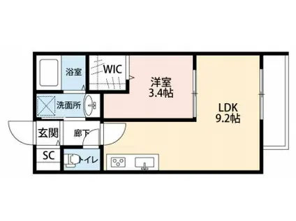 ジェンティーレ・トリヤマV(1LDK/2階)の間取り写真