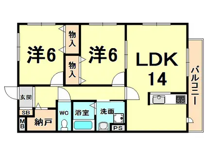 メゾン梅ノ木(2LDK/3階)の間取り写真