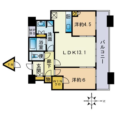 センターマークスタワー(2LDK/23階)の間取り写真